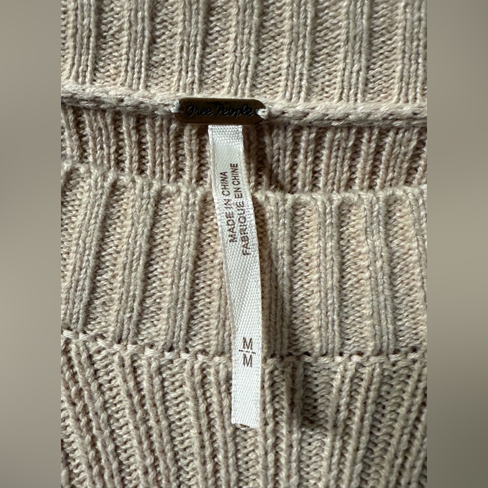 Free People Zou Bisou Ruffle Bell Sleeve Knit Sweater Dress in neutral blush M‎ - Picture 6 of 10
